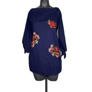 Romeo + Juliet Couture Navy Blue Rose Embroidered
